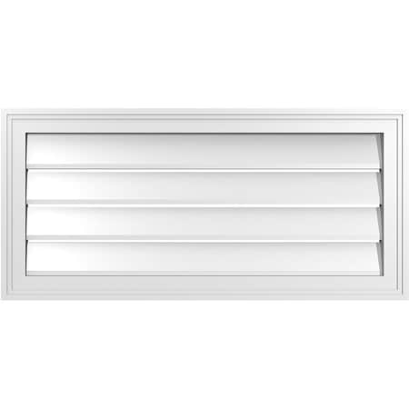 Ekena Millwork Vertical Surface Mount PVC Gable Vent: Functional, w/ 2"W x 1-1/2"P Brickmould Frame, 34"W x 16"H GVPVE34X1602SF